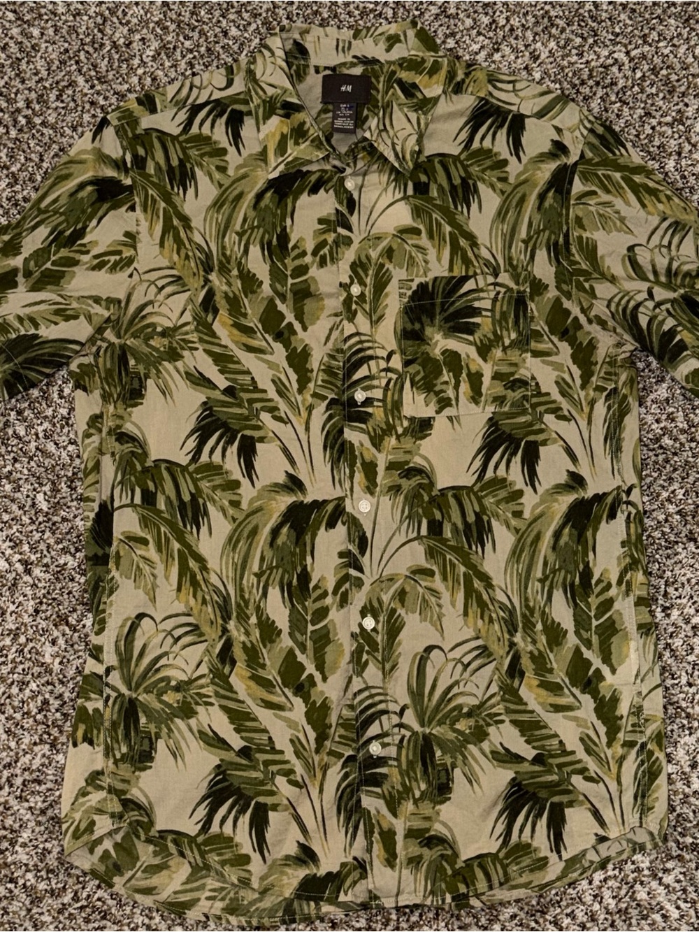 H&M Olive Green Tropical Leaf Shirt